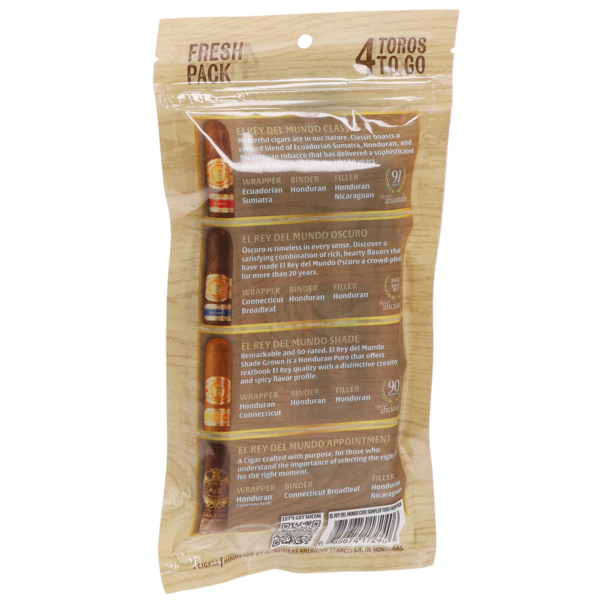El Rey del Mundo Core Fresh Pack 4 Cigar Sampler